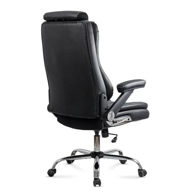Scaun directorial negru Office 651 din piele ecologica cu suport lombar și tetieră reglabilă Scaun directorial negru Office 651 din piele ecologica cu suport lombar și tetieră reglabilă