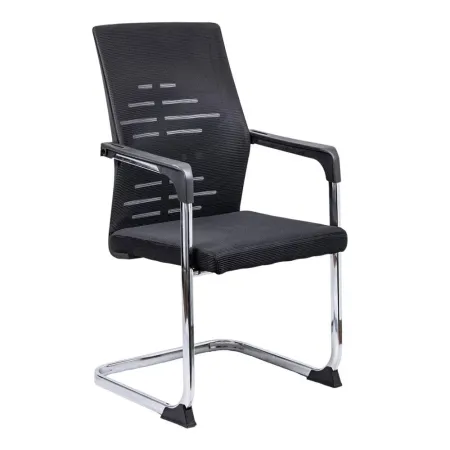 Scaun conferință și vizitator OFF 807 din mesh negru, cadru metalic tip sanie