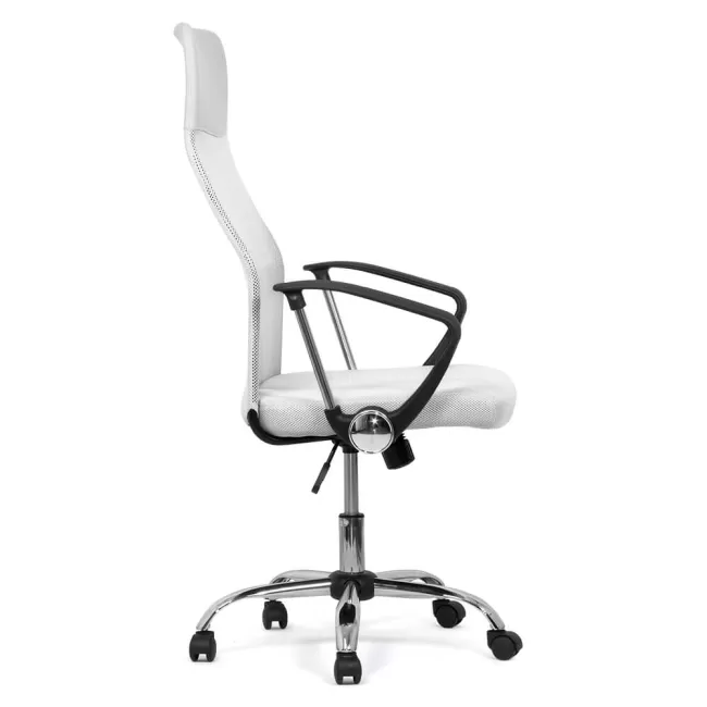 Scaun de birou economic cu bază de metal cromată 907 alb