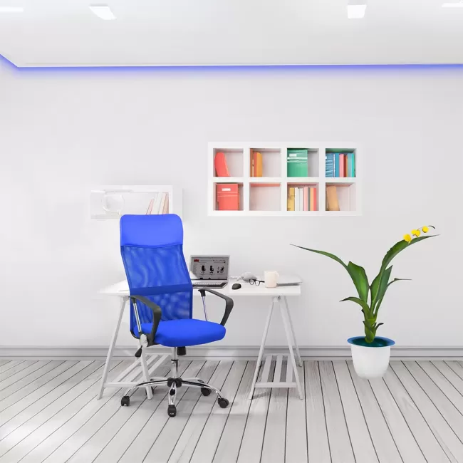 Scaune de birou cu bază metalică OFF 907 pe albastru