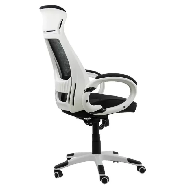 Scaun de birou cu tetieră tapițat cu mesh OFF912 Negru