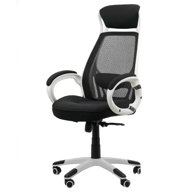 Scaun de birou cu tetieră tapițat cu mesh OFF912 Negru