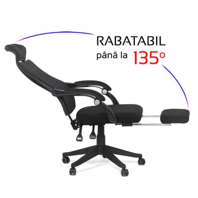 Scaun de birou ergonomic Office 927 din stofa cu suport de picioare