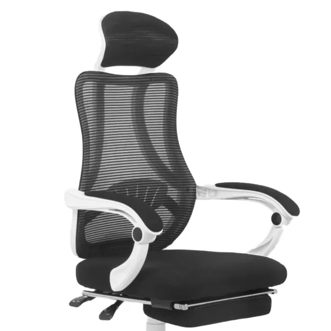 Scaun de birou din stofă cu suport de picioare pe alb OFF927