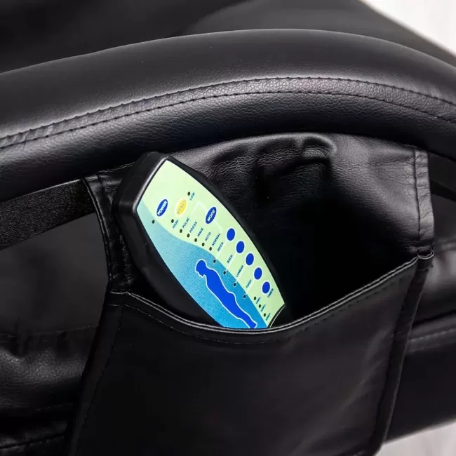 Scaun din piele cu masaj și suport picioare OFF 935 negru