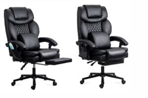 Scaune din piele cu masaj și suport de picioare