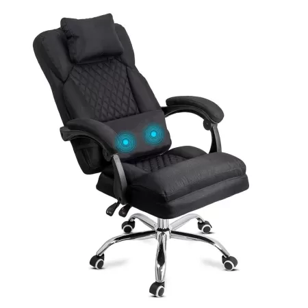 Scaun de birou negru din stofă cu masaj OFF 936