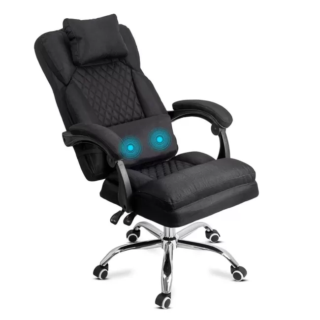 Scaun de birou negru din stofă cu masaj OFF 936