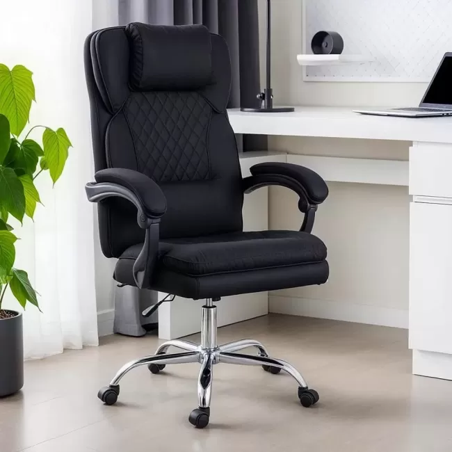 Scaun de birou negru din stofă cu masaj OFF 936