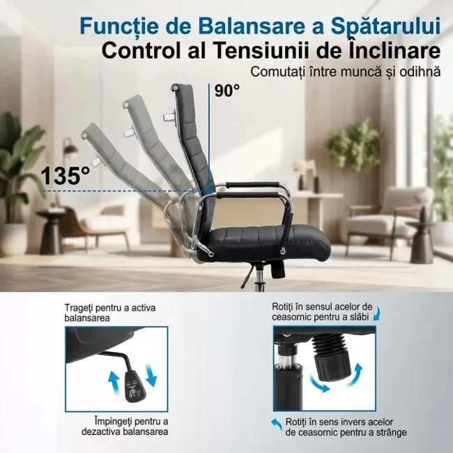 Scaun operativ pentru birou cu un design minimalist OFF937 negru