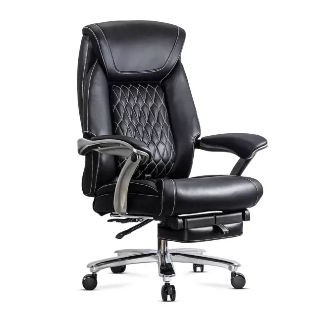 Scaun directorial negru, piele ecologică, suport lombar OFF 950