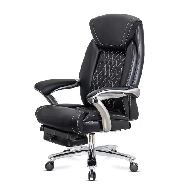 Scaun directorial negru, piele ecologică, suport lombar OFF 950