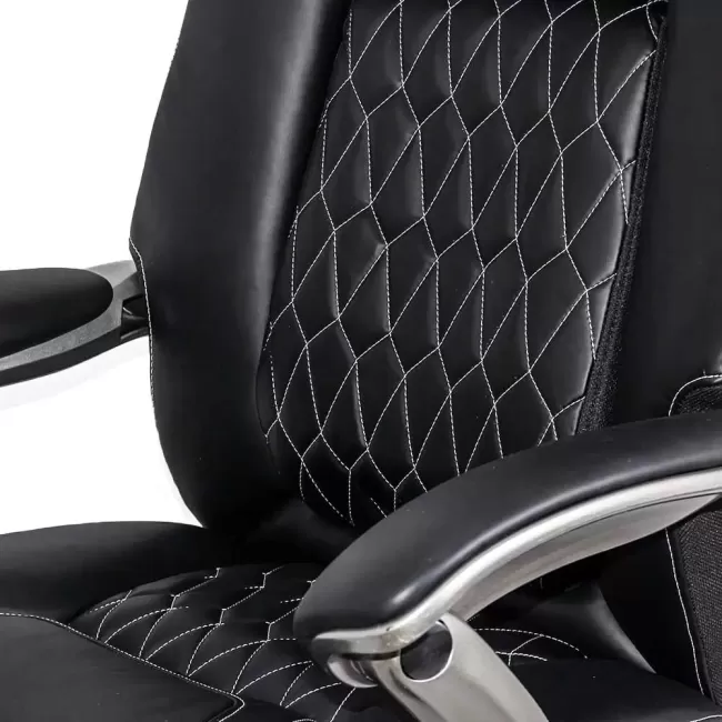 Scaun directorial negru, piele ecologică, suport lombar OFF 950