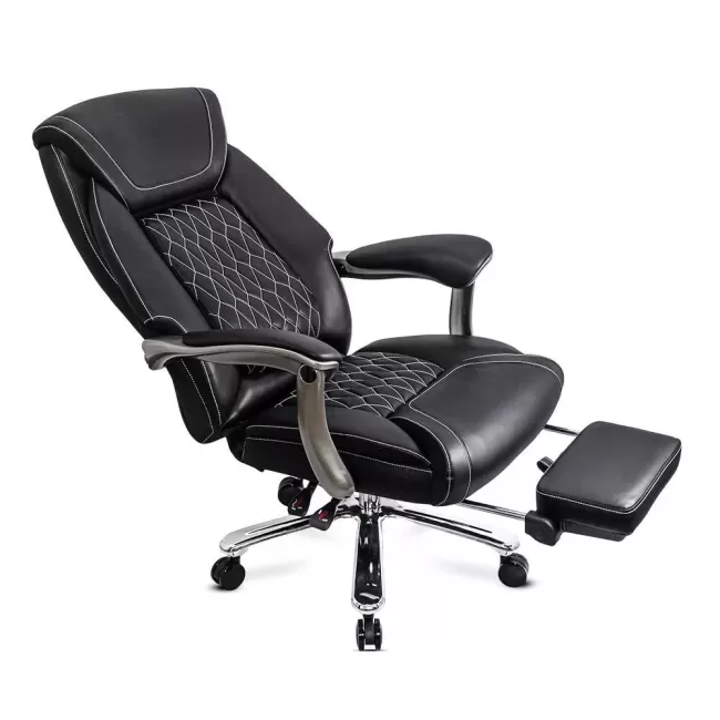 Scaun directorial negru, piele ecologică, suport lombar OFF 950