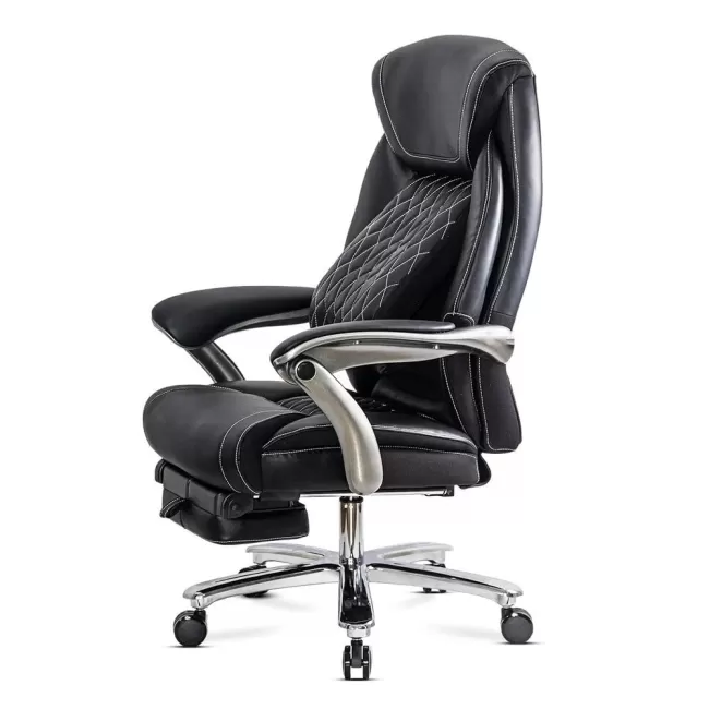 Scaun directorial negru, piele ecologică, suport lombar OFF 950