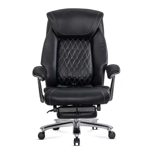 Scaun directorial negru, piele ecologică, suport lombar OFF 950