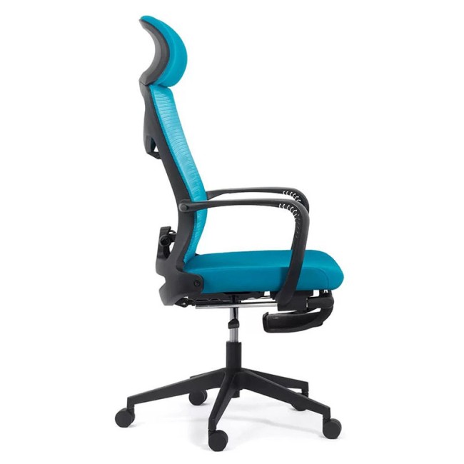 Scaun ergonomic cu spatar rabatabil si suport pentru picioare-albastru