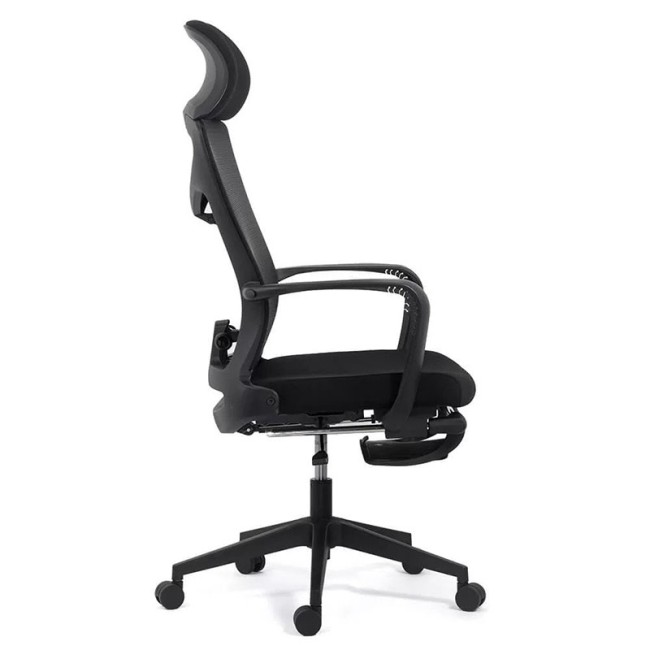 Scaun ergonomic cu spatar rabatabil si suport pentru picioare-negru