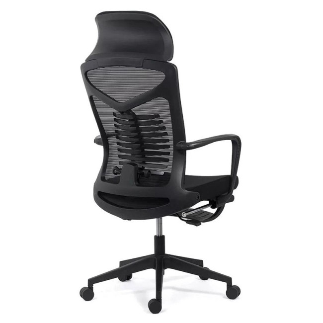 Scaun ergonomic cu spatar rabatabil si suport pentru picioare-negru