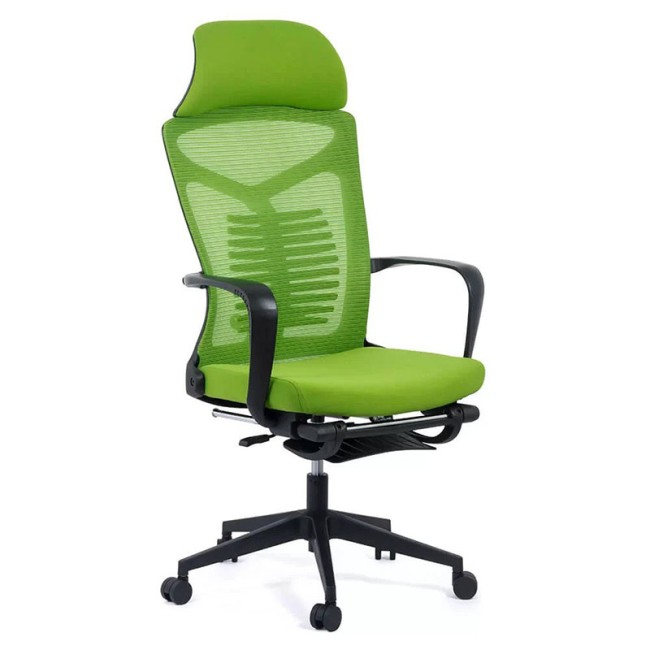 Scaun birou cu spatar rabatabil si suport pentru picioare-verde