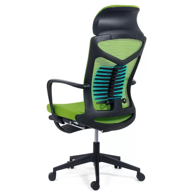 Scaun birou cu spatar rabatabil si suport pentru picioare-verde