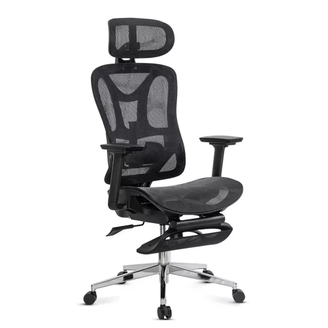 Scaun de birou ergonomic negru cu suport lombar și brate reglabile 3D SYYT 9519