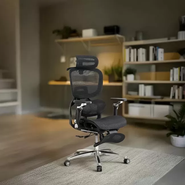 Scaun ergonomic, mesh, suport lombar cu încălzire și masaj SYYT 9521 negru