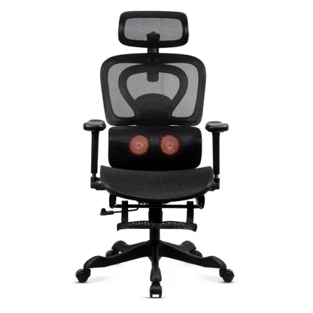 Scaun ergonomic SYYT 9522 negru, masaj lombar, încălzire și suport picioare