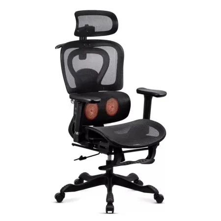 Scaun ergonomic SYYT 9522 negru, masaj lombar, încălzire și suport picioare