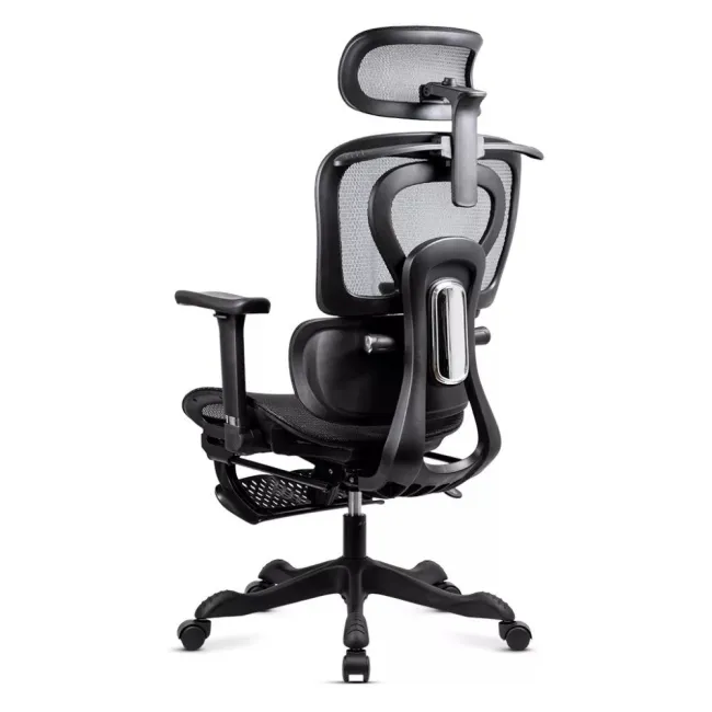 Scaun ergonomic SYYT 9522 negru, masaj lombar, încălzire și suport picioare