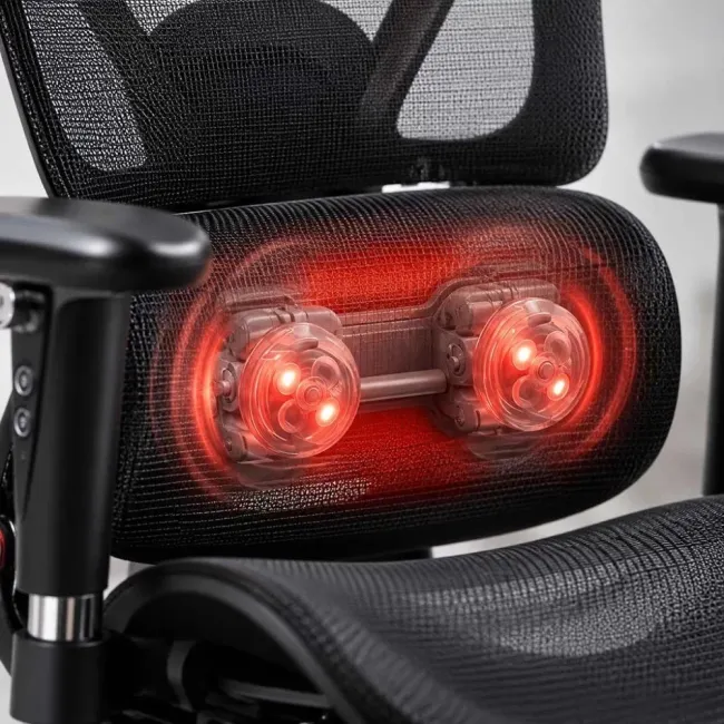 Scaun ergonomic SYYT 9522 negru, masaj lombar, încălzire și suport picioare