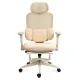 Scaun ergonomic SYYT 9523 crem, mesh, suport picioare și tetieră