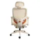 Scaun ergonomic SYYT 9523 crem, mesh, suport picioare și tetieră