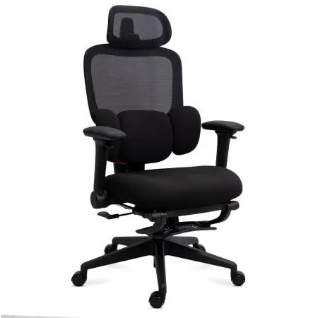 Scaun ergonomic SYYT 9523 negru, mesh, suport picioare, tetieră și spătar rabatabil