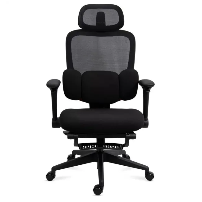 Scaun ergonomic SYYT 9523 negru, mesh, suport picioare și tetieră