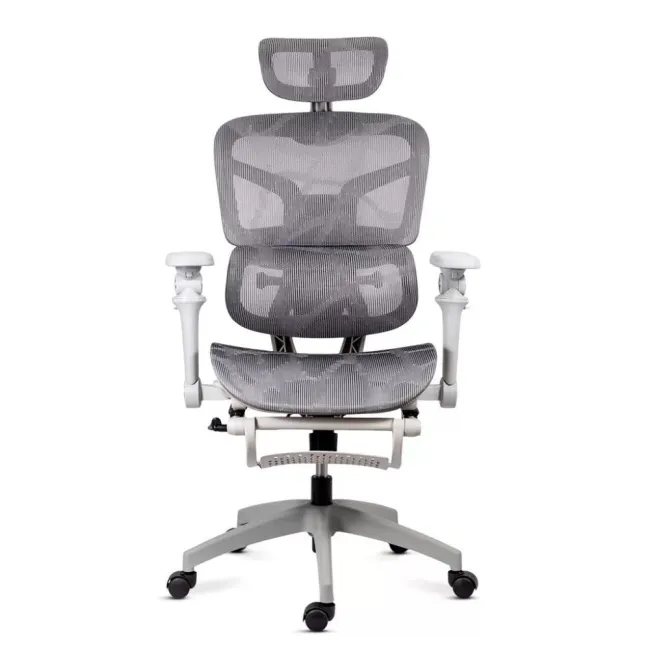 Scaun ergonomic SYYT 9524 gri, mesh, brațe 7D și suport picioare