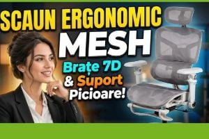 Video prezentare scaun ergonomic 9524 gri – confort personalizat cu brațe 7D și suport pentru picioare
