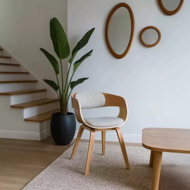 Scaune living din stofă, cadru din lemn, BUC 014 Bej