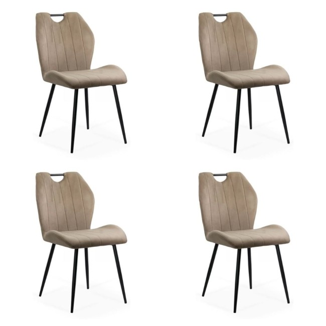 Set 4 scaune bucătărie, living din catifea bej Set 4 scaune bucătărie, living din catifea bej