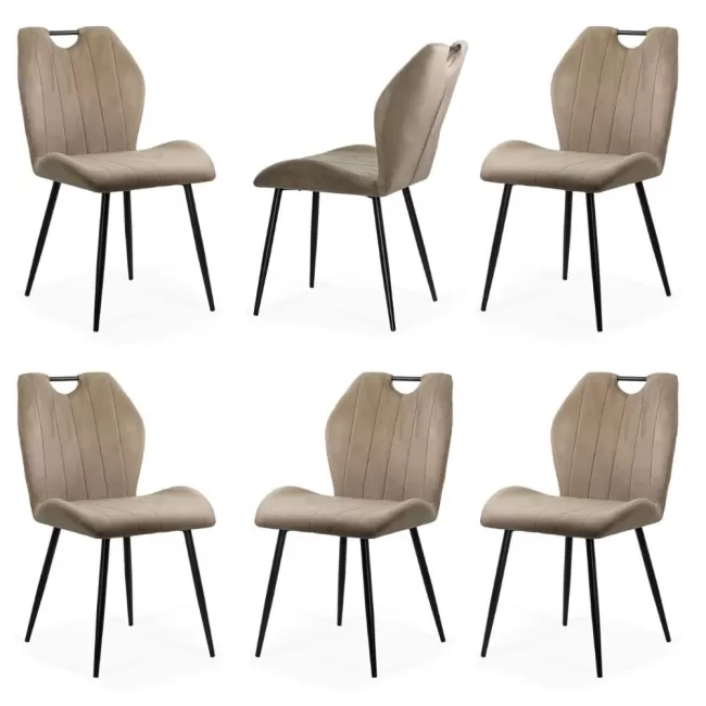 Set 6 scaune bucătărie, living din catifea bej