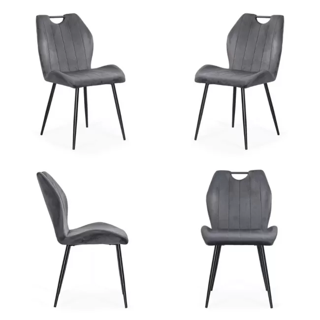 Set 4 scaune bucătărie, living din catifea gri