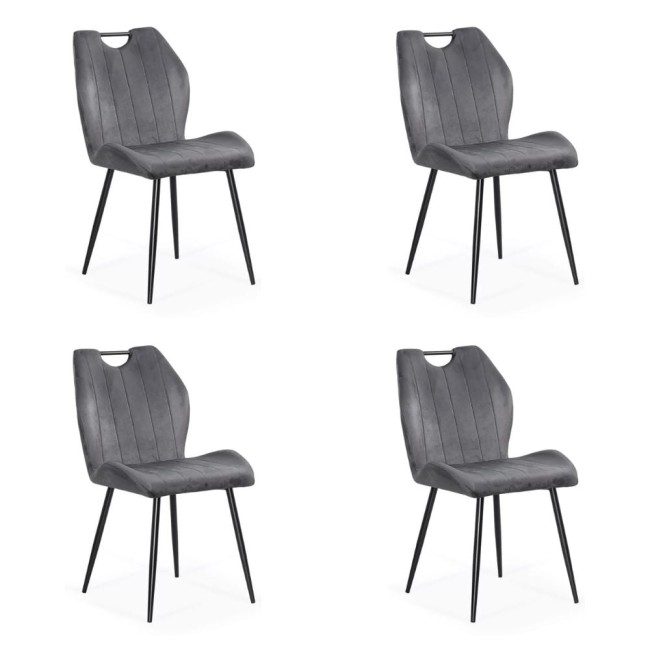 Set 4 scaune bucătărie, living din catifea gri
