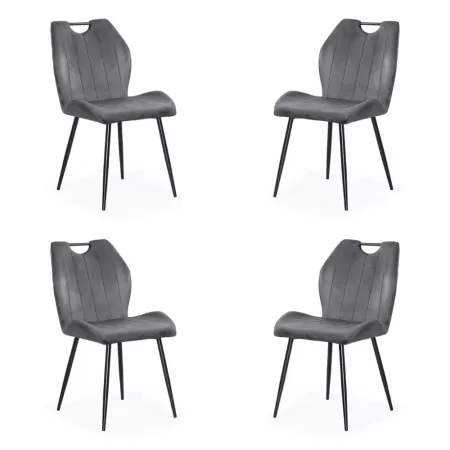 Set 4 scaune bucătărie, living din catifea gri