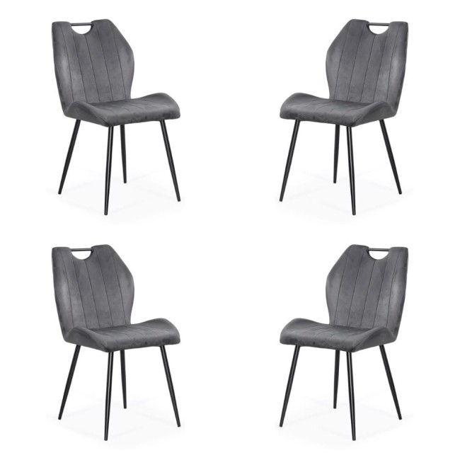 Set 4 scaune bucătărie, living din catifea gri