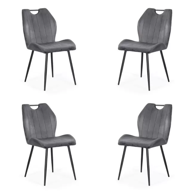 Set 4 scaune bucătărie, living din catifea gri