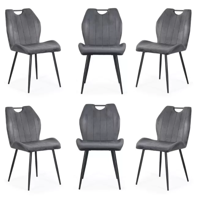 Set 6 scaune bucătărie, living din catifea gri