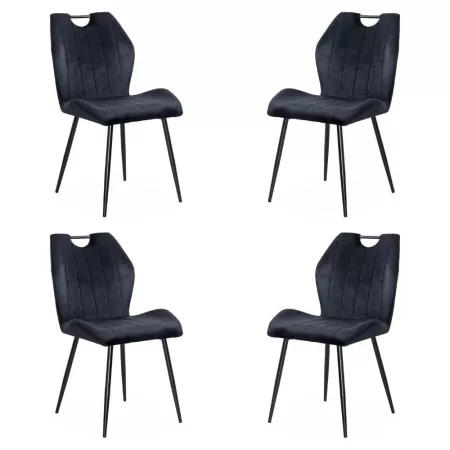 Set 4 scaune bucătărie, living din catifea neagră