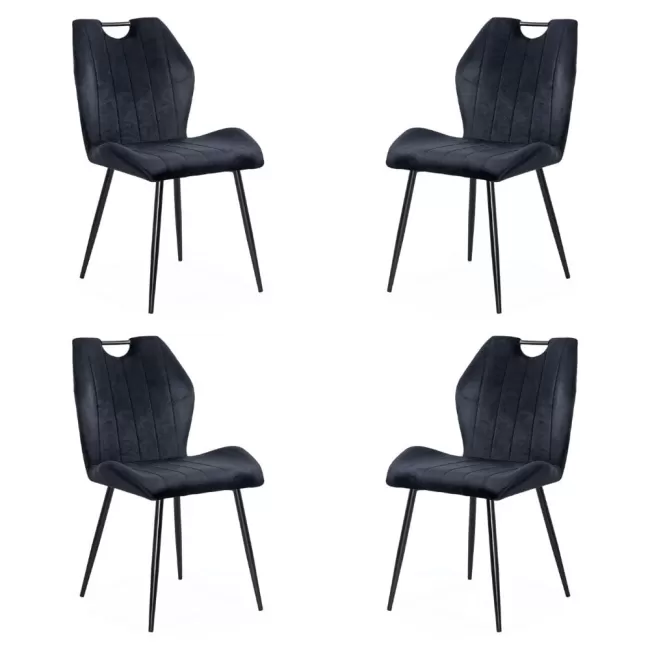 Set 4 scaune bucătărie, living din catifea neagră