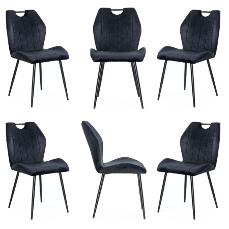 Set 6 scaune bucătărie, living din catifea neagră