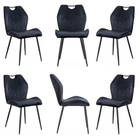 Set 6 scaune bucătărie, living din catifea neagră